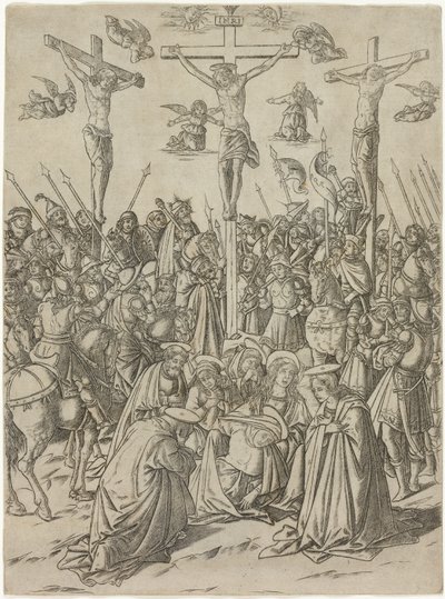 La Crucifixion avec les deux voleurs, planche dix de la Vie de la Vierge et du Christ - Francesco Rosselli