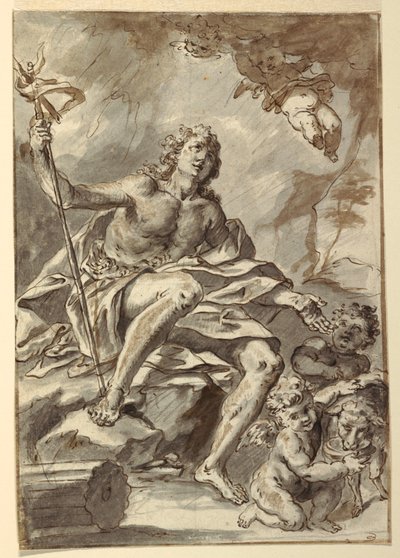 Dessin, Saint Jean Baptiste, vers 1775 - Francesco Saverio Mergolo