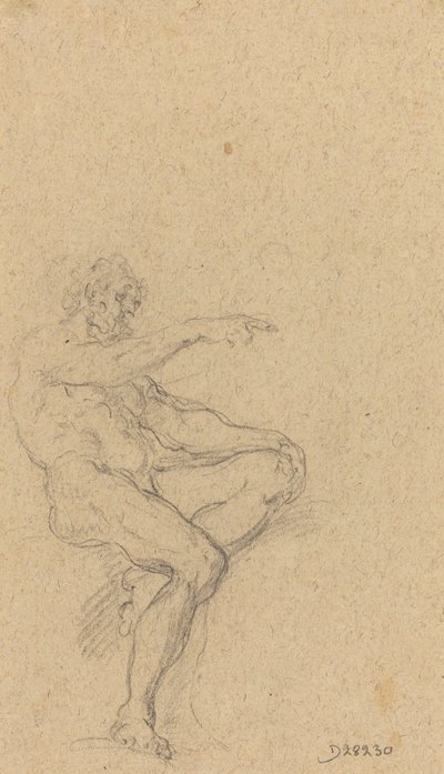 Un Homme Nu Assis Pointant vers la Droite - Francesco Solimena
