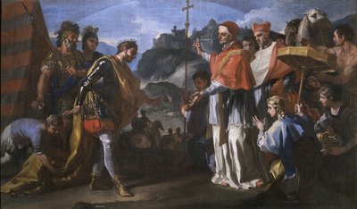 La rencontre entre le roi Ratchis des Lombards et le pape Zacharie pendant le siège de Pérouse - Francesco Solimena