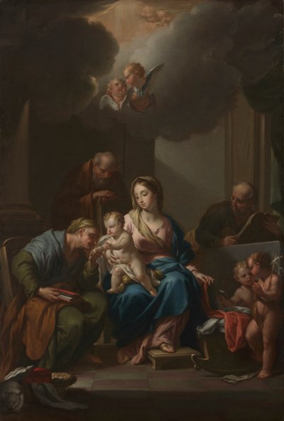 Esquisse de Présentation pour "La Sainte Famille avec les Saints Anne, Joachim et Jean-Baptiste" (pour Santa Maria in Via Lata, Rome) - Francesco Trevisani