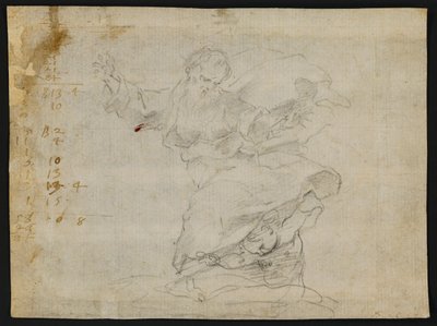 Études pour le Christ donnant un nouveau cœur à Sainte Catherine de Sienne (recto); Dieu le Père dans les airs avec les bras étendus (verso) - Francesco Vanni