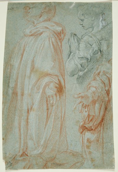 Trois études pour le Christ ressuscité adoré par une sainte femme et San Silvestro Gozzalini - Francesco Vanni