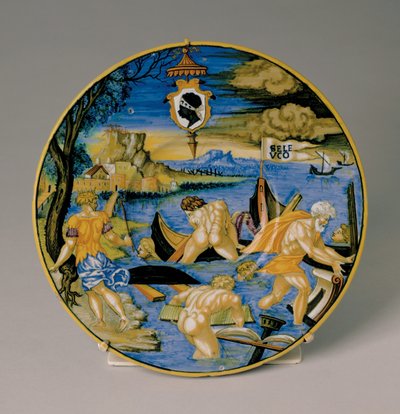 Assiette avec le naufrage de la flotte de Séleucos - Francesco Xanto Avelli