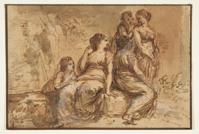 Fünf junge Frauen in einer Landschaft - Francesco Zuccarelli