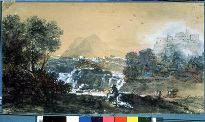 Paysage avec cascade d