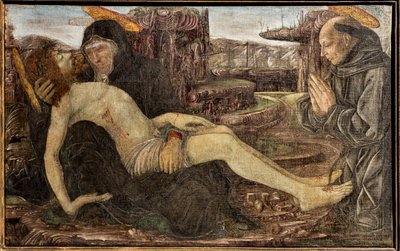 Lamentation avec client représenté comme Saint François, par Francesco del Cossa - Francesco del Cossa