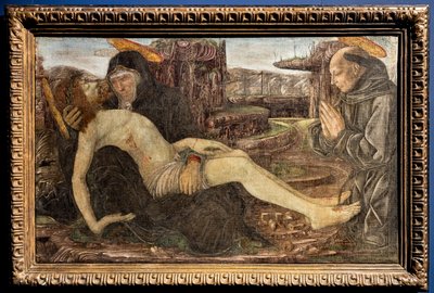 Lamentation avec client montré comme Saint François, par Francesco del Cossa - Francesco del Cossa