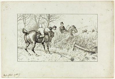 Scène de chasse : Cheval et cavalier lancé - Francis Arthur Fraser