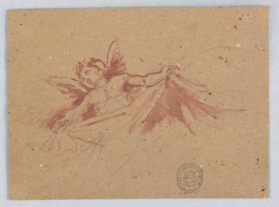 Croquis de putti avec draperie - Francis Augustus Lathrop