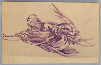Étude de figure drapée avec palmier - Francis Augustus Lathrop