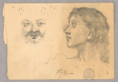 Tête de femme et un visage - Francis Augustus Lathrop