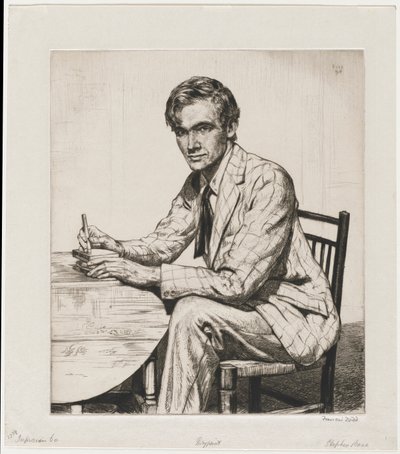 Stephen Bone taillant un bloc de bois - Francis Dodd