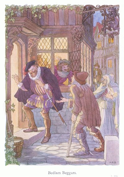 Bedlam Beggars (lithographie couleur) - Francis Donkin Bedford