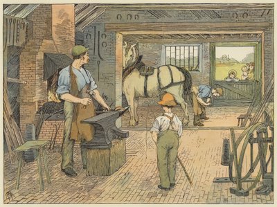 Forgeron (lithographie couleur) - Francis Donkin Bedford