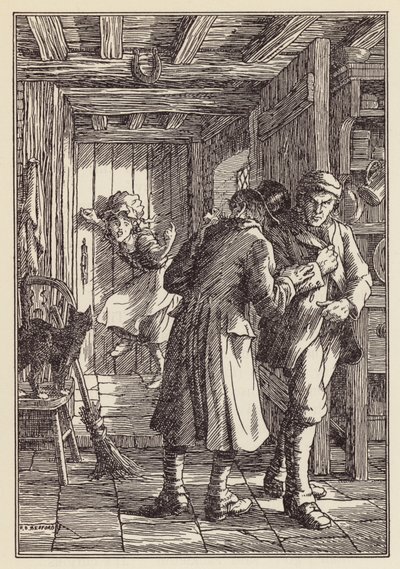 Illustration pour The Cricket on the Hearth de Charles Dickens (lithographie couleur) - Francis Donkin Bedford