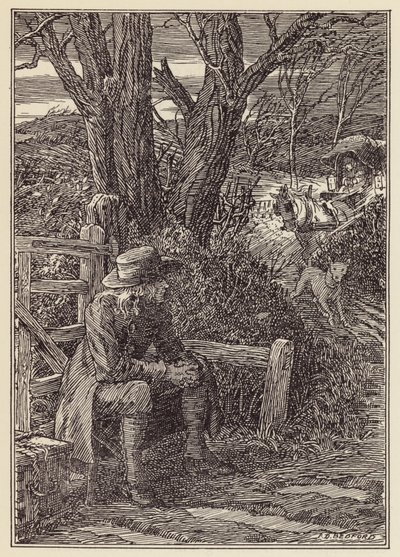 Illustration pour The Cricket on the Hearth de Charles Dickens (lithographie couleur) - Francis Donkin Bedford