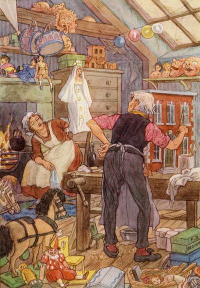 Illustration pour The Cricket on the Hearth de Charles Dickens (lithographie couleur) - Francis Donkin Bedford