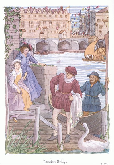 Pont de Londres (lithographie couleur) - Francis Donkin Bedford