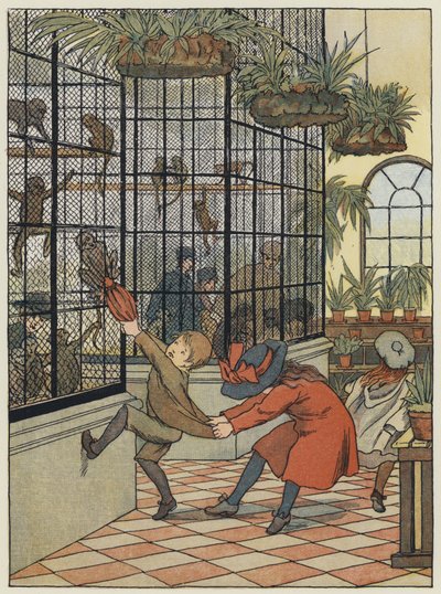 Londres : The Monkey House (lithographie couleur) - Francis Donkin Bedford