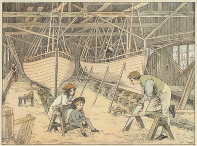 Constructeur naval (lithographie couleur) - Francis Donkin Bedford