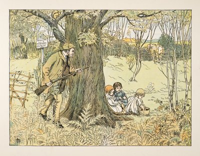Le garde-chasse, tiré de Four and Twenty Toilers, pub. 1900 (lithographie couleur) - Francis Donkin Bedford