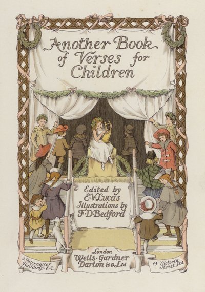 Illustration de la page de titre de Another Book of Verses (lithographie couleur) - Francis Donkin Bedford