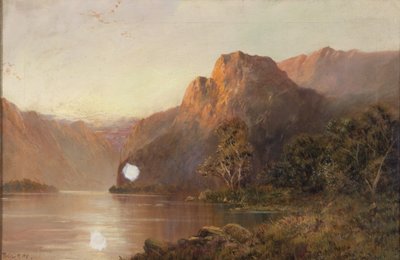 Lac et montagnes (huile sur toile) - Francis E. Jamieson