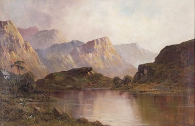 Lacs et montagnes (huile sur toile) - Francis E. Jamieson