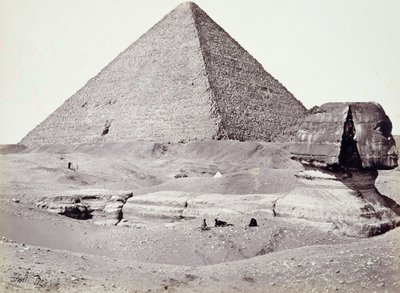 La Grande Pyramide, avec le Sphinx au premier plan, El-Geezah - Francis Frith