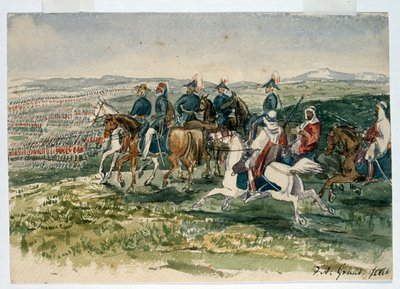 Les Gardes et les Highlanders reçus par Omar Pacha et le maréchal St Arnaud commandés par le duc de Cambridge à Aladyn, 6 juillet 1854 - Francis Grant