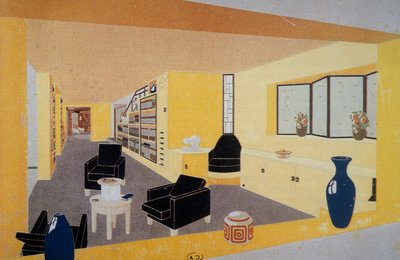 Perspective Fumoir pour Amdassade Françoise, par Francis Jourdain (1876-1958), présenté à l