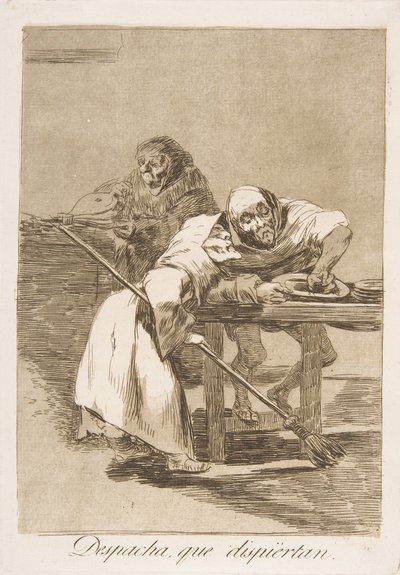 Planche 78 des Caprices : Dépêche-toi, ils se réveillent - Francisco de Goya