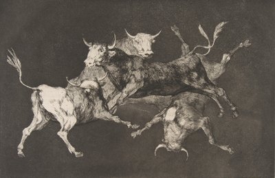 Planche D des Disparates: Fous ou Petits Taureaux, vers 1816-23 publié avant 1877 - Francisco de Goya