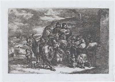 Groupe de personnes en plein air, peut-être des musiciens, de la série de cust... - Francisco Lameyer Berenguer