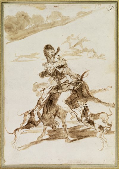 Chiens attaquant un homme sur une mule - Francisco de Goya