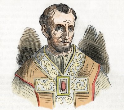 Moyen Âge : représentation du pape Nicolas Ier le Grand (Nicola I, Nicolas ou Nicolo ou Niccolo ou Nicolaus) (858-867) dessin tiré de 