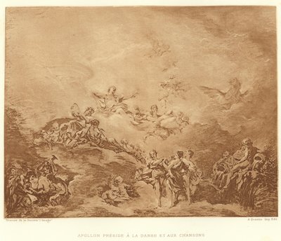 Apollon préside à la danse et aux chansons (gravure) - Francois (after) Boucher