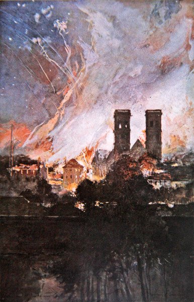 Bataille de Verdun : Bombardement Allemand de Verdun avec des Obus Incendiaires - Francois (after) Flameng
