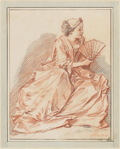 Une jeune femme avec un éventail - François Boucher