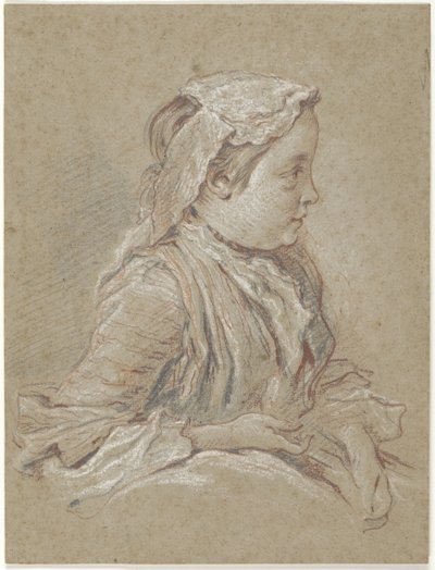 Jeune femme portant un bonnet en dentelle - François Boucher