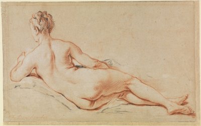 Nu féminin allongé, appuyé sur son bras gauche, vu de dos - François Boucher