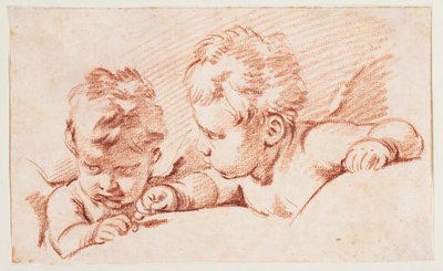Deux putti. Esquisse pour un dessus de porte à Amalienborg - François Boucher