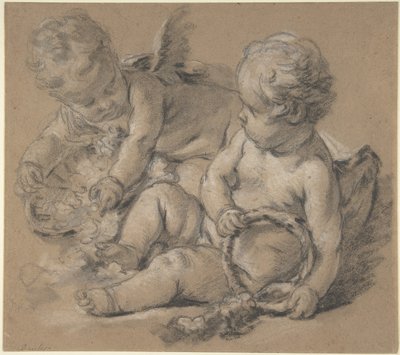 Puttis ailés avec des fleurs - François Boucher