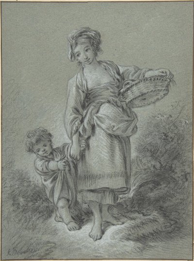 Une femme et un garçon - François Boucher