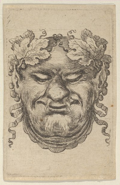 Masque de Bacchus avec une couronne de feuilles de vigne et ruban, de Divers Masques, vers 1635-45 - Francois Chauveau