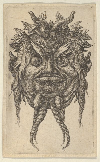 Masque de Satyre avec Cornes et Barbe Tordue portant une Couronne de Lierre, de Divers Masques, vers 1635-45 - Francois Chauveau