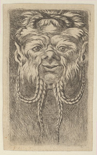 Masque de Satyre avec des Cornes Chevauchantes et Quatre Mèches de Barbe Tressées, de Divers Ma..., vers 1635-45 - Francois Chauveau