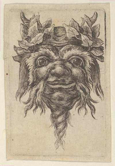 Masque de satyre avec une barbe en spirale et du lierre autour de chaque corne - Francois Chauveau