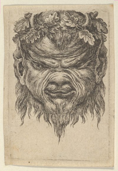 Masque de Satyre avec un Museau Dentelé et une Couronne de Feuilles de Chêne, de Divers Masques, vers 1635-45 - Francois Chauveau